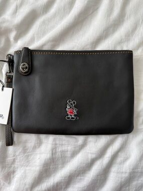 Coach Mickey Black Leather Wristlet